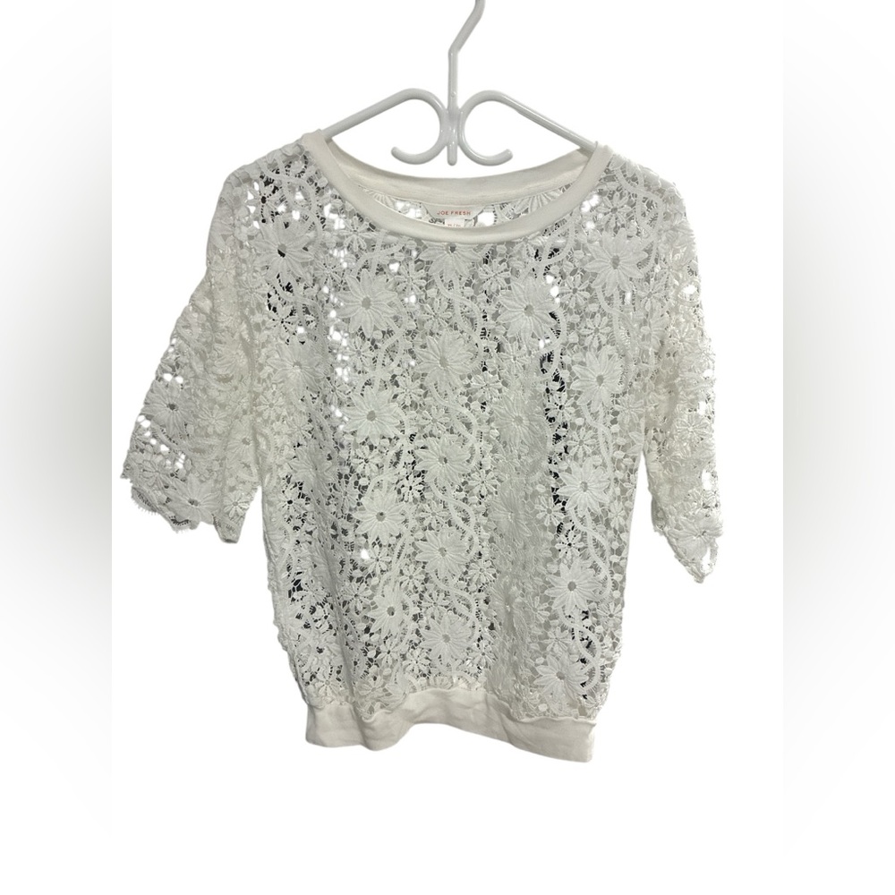 Joe Fresh Elegant White Lace Top